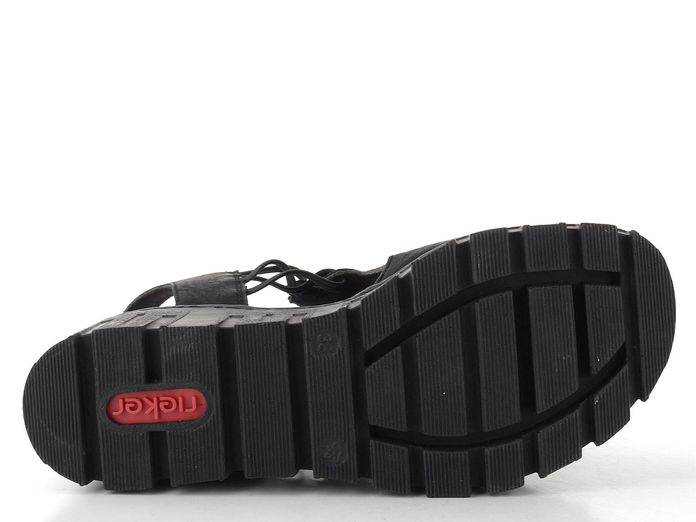 Rieker sandály na platformě s klínkem černé 68075-00