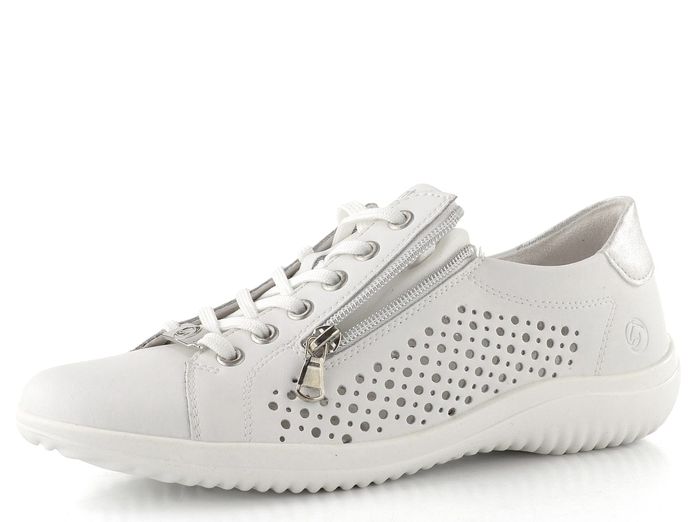 Remonte bílé prořezávané polobotky se zipem D1E08-80