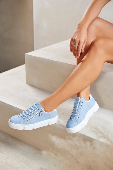 Rieker světle modré sneakers polobotky se zipem N5952-10