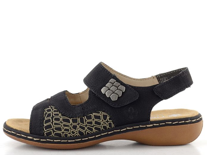 Rieker černé sandály se strečí 65989-01