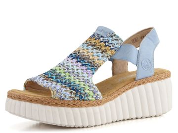 Rieker sandály na klínku modré 69172-91