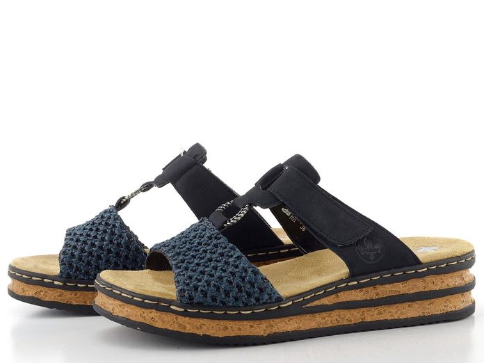 Rieker pantofle na klínu tmavě modré 62943-14