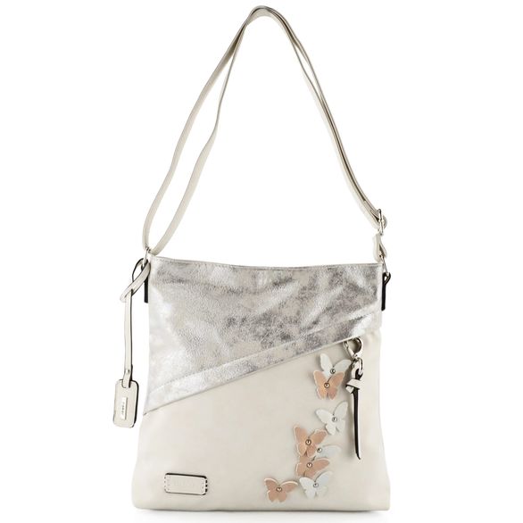 Rieker crossbody kabelka s motýlky Offwhite/Silver H1515-40