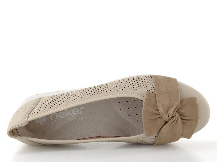 Rieker baleríny s mašlí perle/jute L3066-60