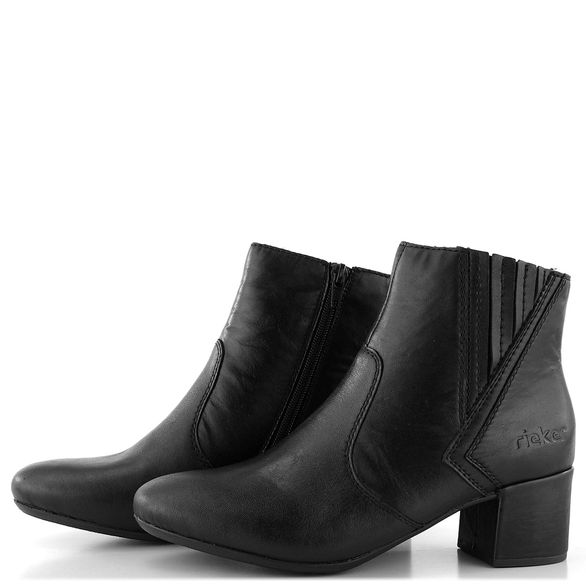 Rieker elegantní kotník na podpatku černý 70250-00