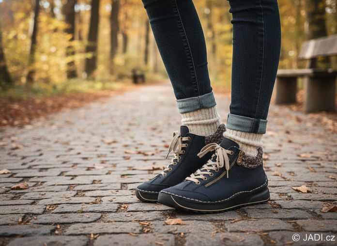 Rieker šněrovací kotník s nápletem tmavě modrý 51523-14