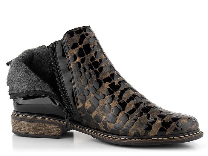 Rieker elegantní kotník kroko bronz/černý Z4965-90