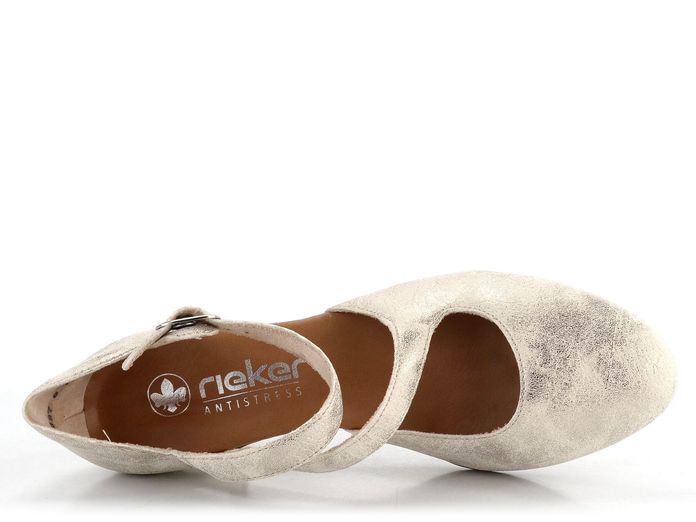 Rieker metalické lodičky s nártovými pásky Beige-Gold 41080-60