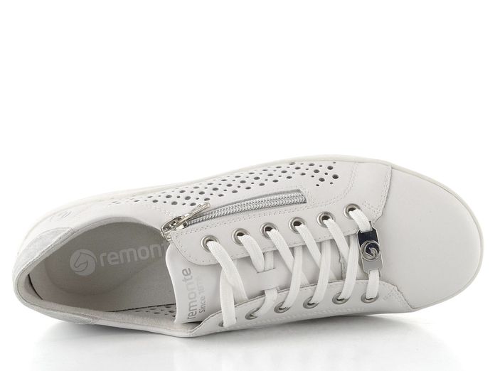 Remonte bílé prořezávané polobotky se zipem D1E08-80
