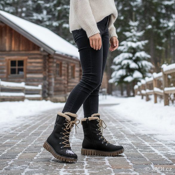 Rieker vyšší kotník na platformě černý Y3424-00