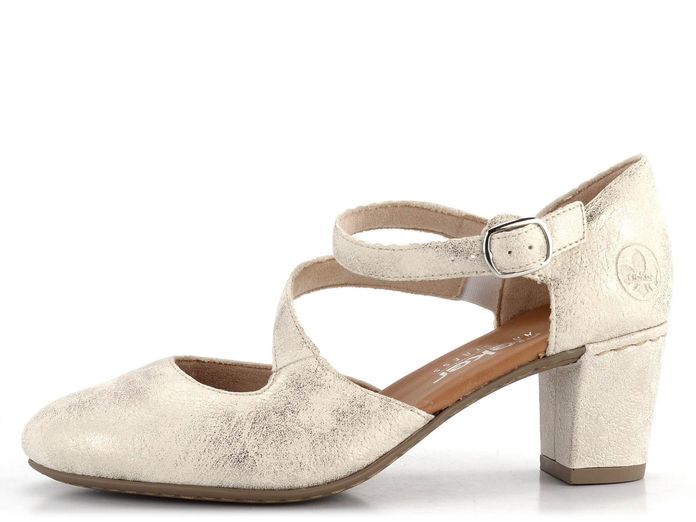 Rieker metalické lodičky s nártovými pásky Beige-Gold 41080-60