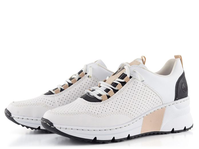 Rieker prozouvací tenisky na klínu Weiss/Rose/Schwarz N6359-80