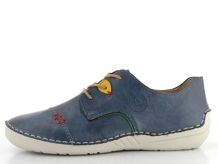 Rieker modré šněrovací polobotky s barevnými doplňky 52528-14