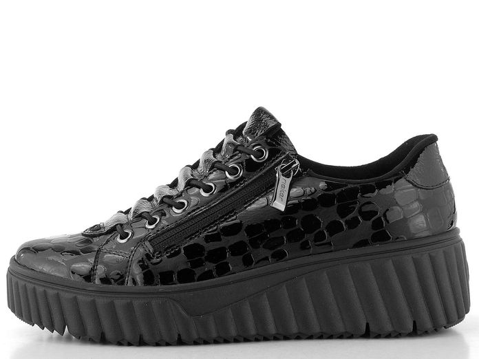 Rieker Sport tenisky na platformě lakované černé N2555-02