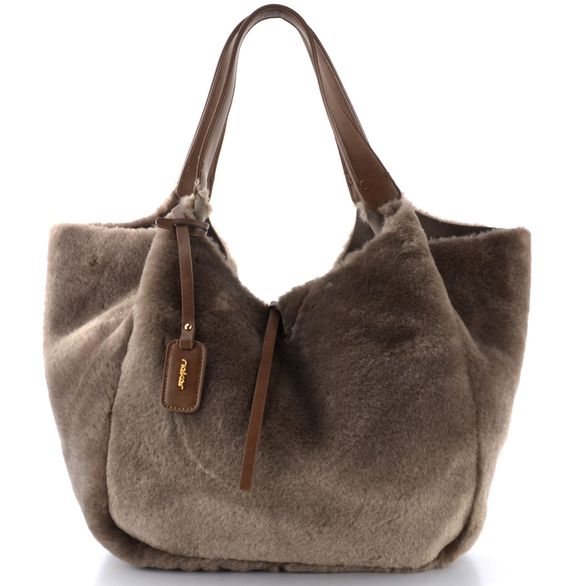 Rieker kožešinková shopper kabelka s etují taupe H1053-64