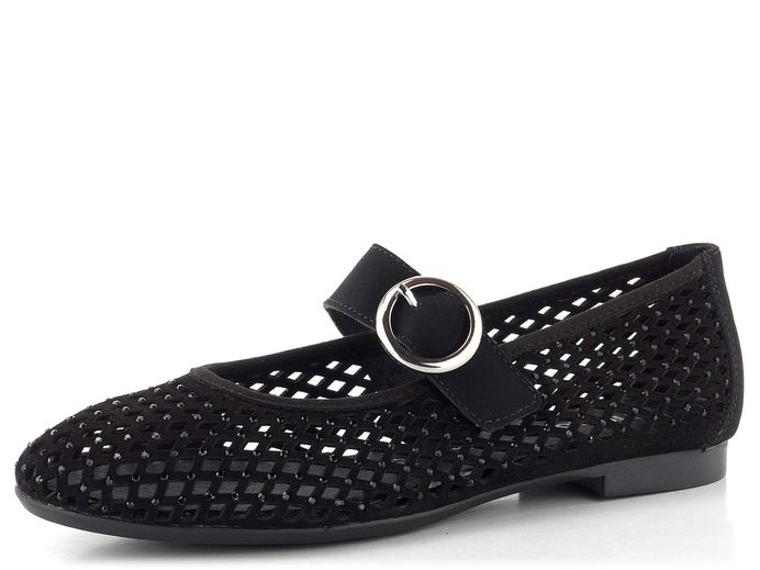 Remonte prořezávané baleríny s nártovým páskem černé D0K18-02