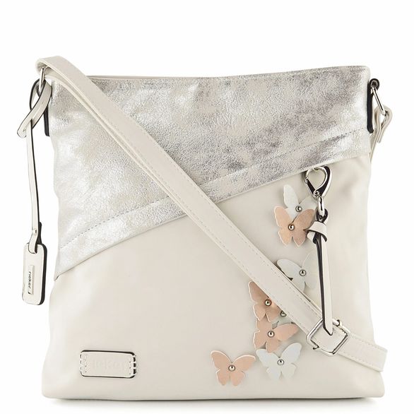 Rieker crossbody kabelka s motýlky Offwhite/Silver H1515-40