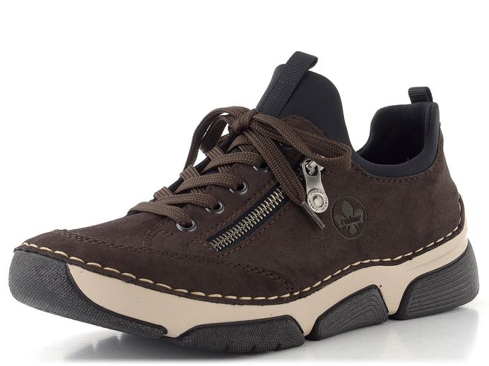 Rieker šněrovací polobotky s pružným lemem nougat/schwarz 45973-25