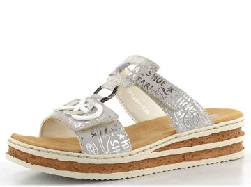 Rieker stříbrné pantofle s variabilními pásky 62936-90