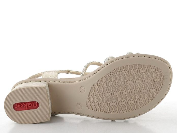 Rieker páskové sandály na podpatku beige-gold 64970-60
