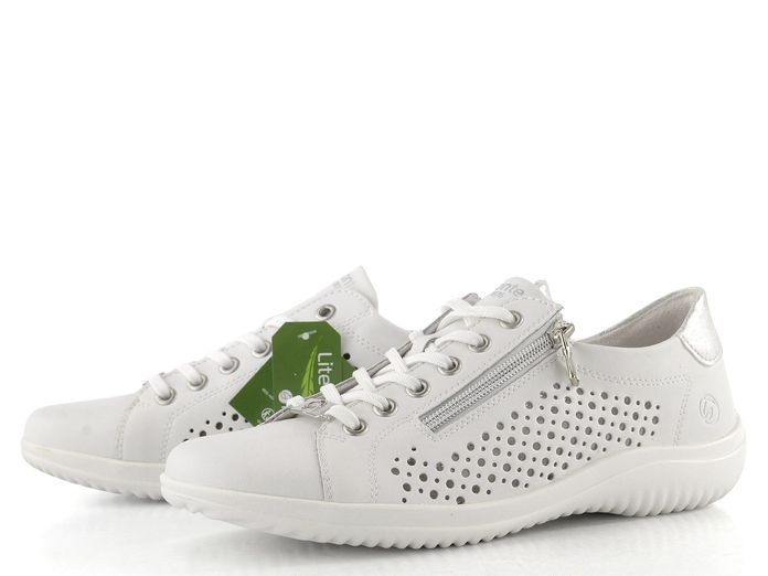 Remonte bílé prořezávané polobotky se zipem D1E08-80