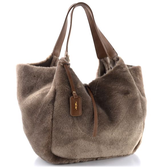 Rieker kožešinková shopper kabelka s etují taupe H1053-64