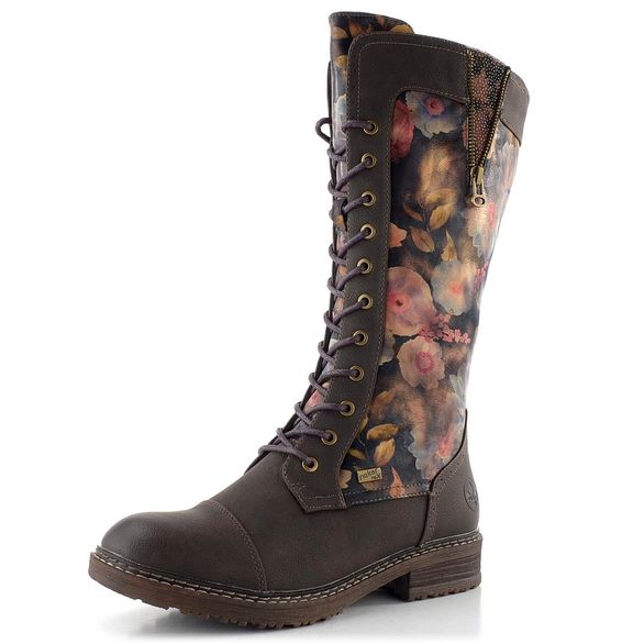 Rieker šněrovací kozačky s membránou mud/ozean-multi/schwarz-antik 94731-91