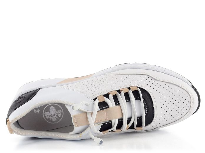 Rieker prozouvací tenisky na klínu Weiss/Rose/Schwarz N6359-80