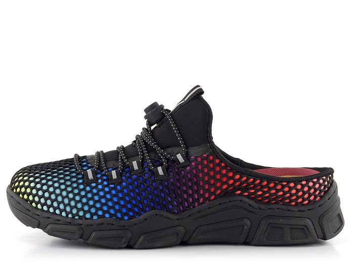 Rieker pantofle nazouváky s plnou špičkou black-rainbow L0690-90