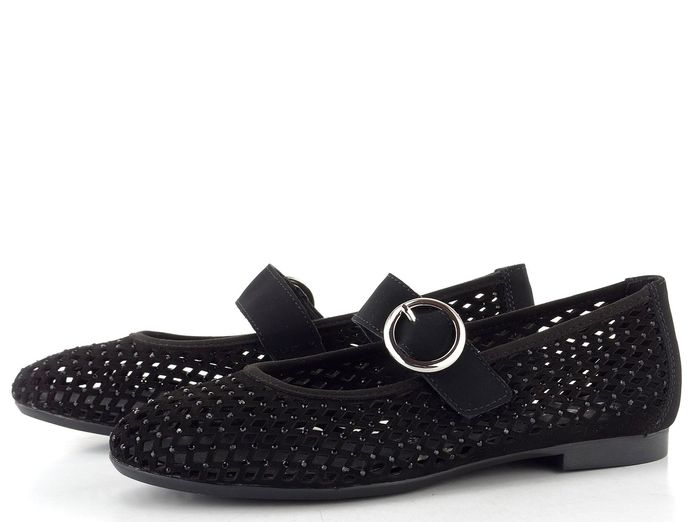 Remonte prořezávané baleríny s nártovým páskem černé D0K18-02