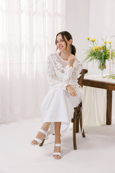 Remonte bílé kožené sandály na podpatku D1K51-80