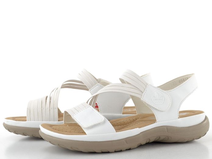 Rieker bílé sandály s gumičkami 64870-81