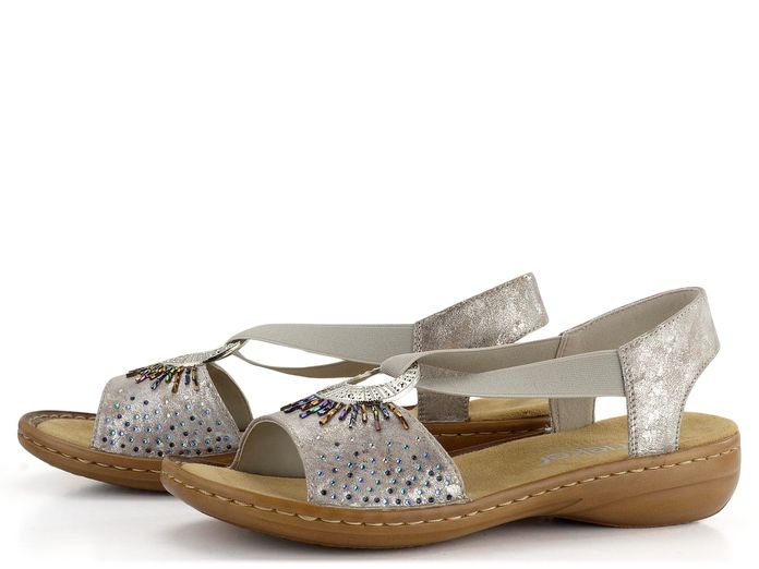 Rieker metalické sandály s gumičkou Rose-Metallic 60880-90