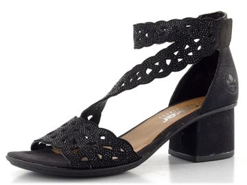 Rieker černé sandály na podpatku 64657-00