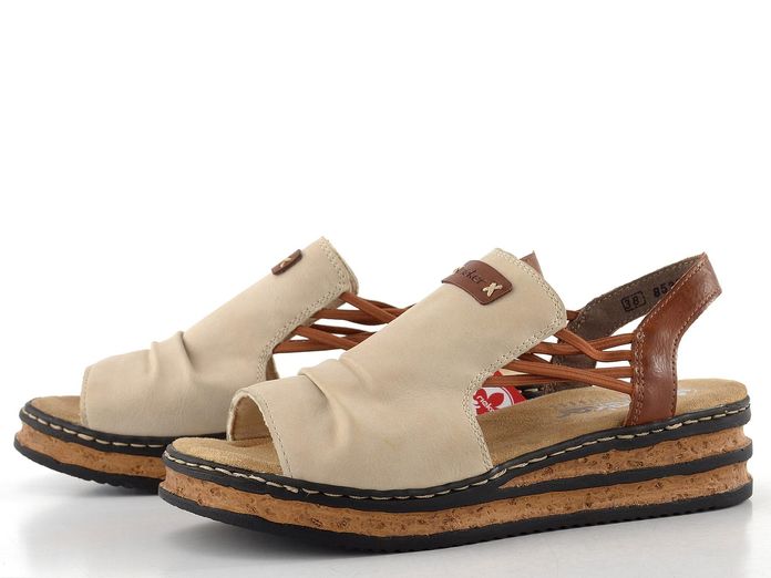 Rieker sandály na klínu perle/cayenne 62962-60