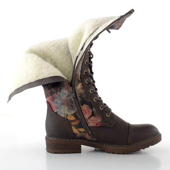 Rieker šněrovací kozačky s membránou mud/ozean-multi/schwarz-antik 94731-91