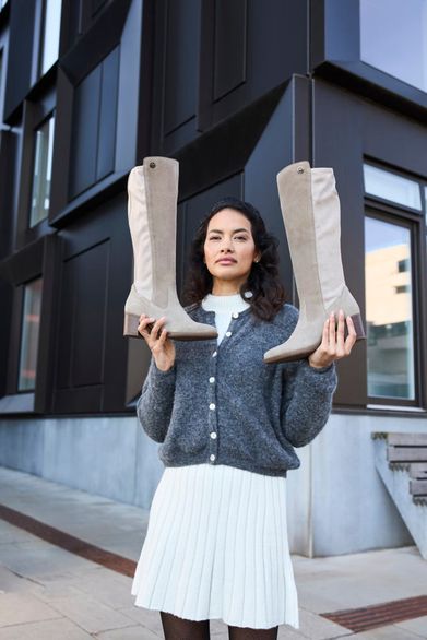 Rieker béžové kozačky se strečí Y2050-60