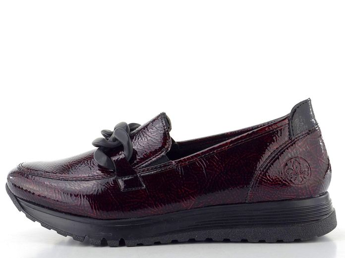 Rieker lakované mokasíny bordeaux/black 49051-35