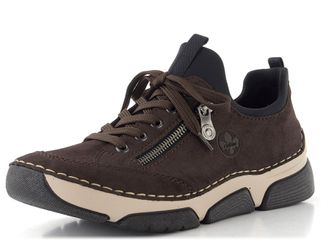 Rieker šněrovací polobotky s pružným lemem nougat/schwarz 45973-25