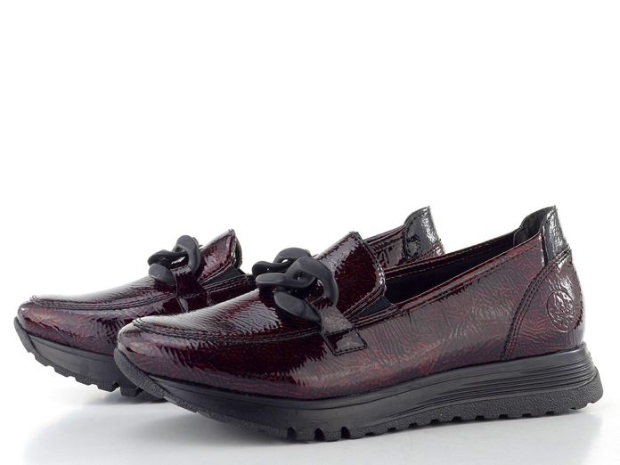 Rieker lakované mokasíny bordeaux/black 49051-35