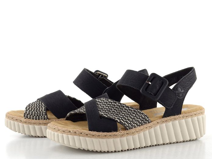 Rieker sandály na klínku černé 69269-00