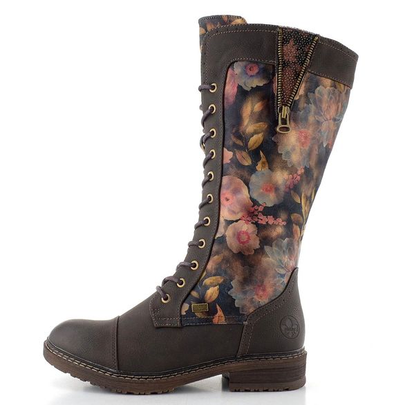 Rieker šněrovací kozačky s membránou mud/ozean-multi/schwarz-antik 94731-91