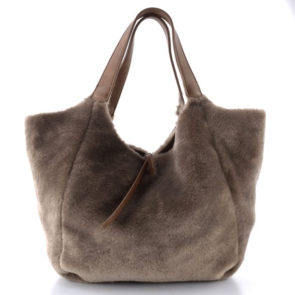 Rieker kožešinková shopper kabelka s etují taupe H1053-64
