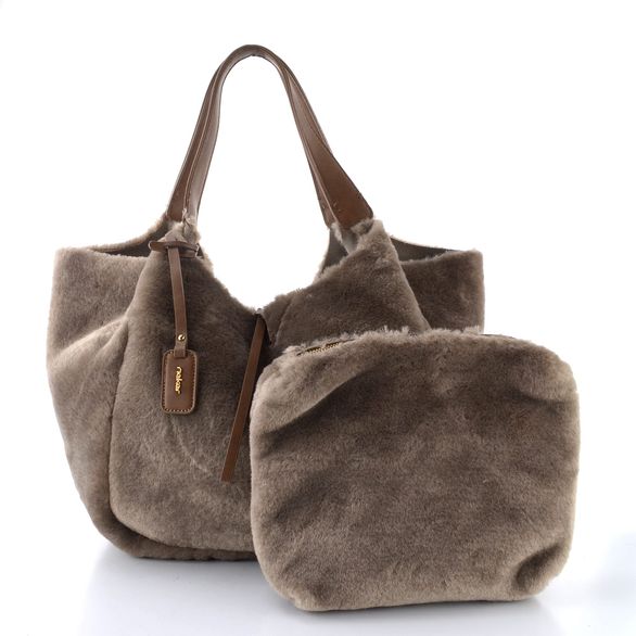 Rieker kožešinková shopper kabelka s etují taupe H1053-64