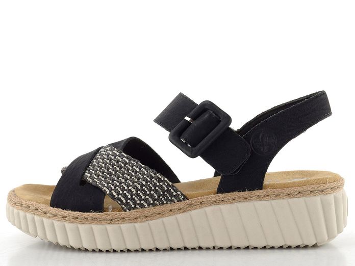 Rieker sandály na klínku černé 69269-00