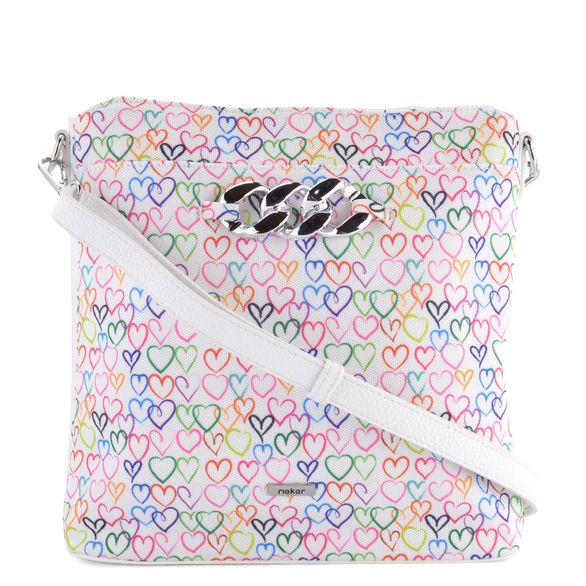 Rieker crossbody kabelka bílá/barevná srdce H1522-92