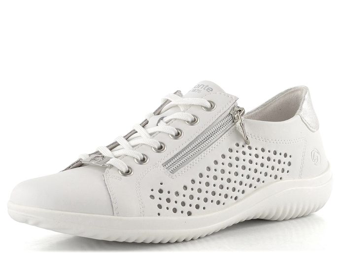 Remonte bílé prořezávané polobotky se zipem D1E08-80