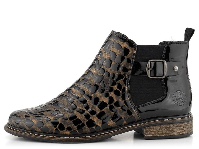 Rieker elegantní kotník kroko bronz/černý Z4965-90