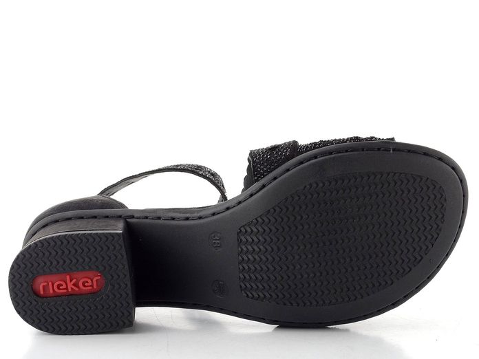 Rieker černé sandály na podpatku 64657-00