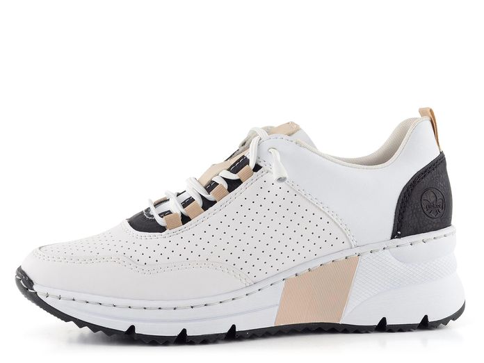 Rieker prozouvací tenisky na klínu Weiss/Rose/Schwarz N6359-80